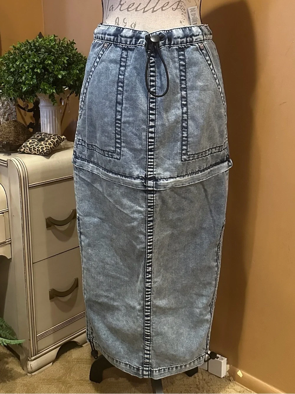 True Religion Y2K detachable convertible washed denim skirt